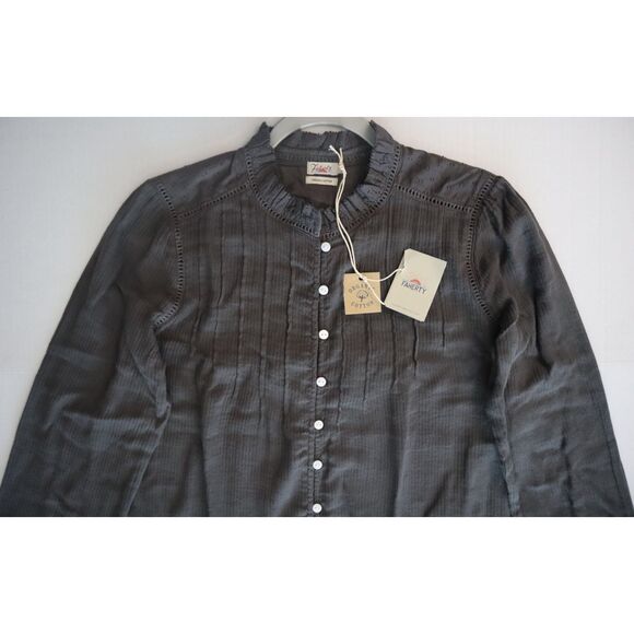 FAHERTY WTC0001 Women's Sz S Faded Black Willa Button Front Peasant Blouse - Picture 10 of 16